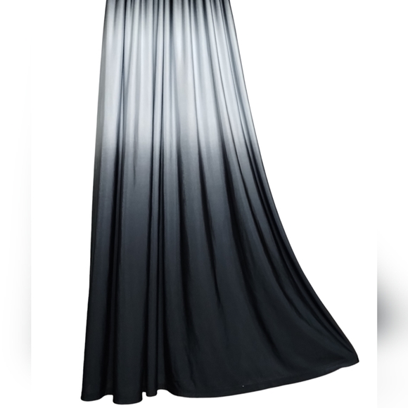 -606 Bisou Bisou Woman Black Charcoal Gray Ombre Long Maxi Sundress Plus Size 4 - Picture 2 of 9